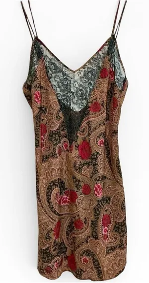 Victoria's Secret 80s Gold LabelSlip Dress Lace‎ Floral Medium Vintage thumbnail 1