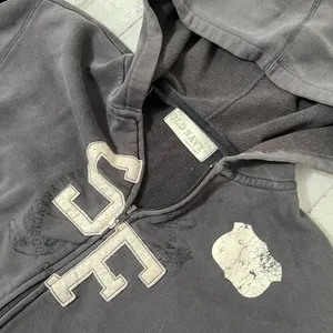 Vintage Y2K Old Navy San Francisco Gray Faded Thrashed Zip Hoodie‎ Womens Large thumbnail 2