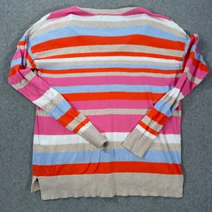 Gap Striped V-Neck Pullover Sweater Women's Medium Long Sleeve Cotton thumbnail 9