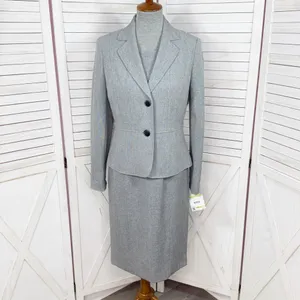 Kasper Sheath Dress Blazer Suit Women 4 Sharkskin Grey‎ Professional Business thumbnail 2