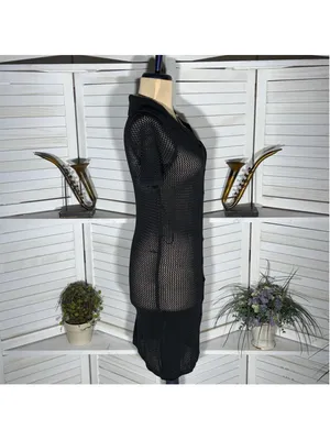 Black sheer lace dress 3/4 sleeves cocktail wedding guest homecoming whimsigoth thumbnail 4