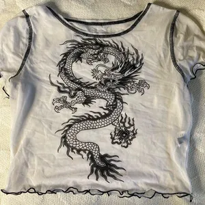 SheIn Mesh Dragon print top thumbnail 1