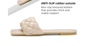 NEW Braided Sandals Square Open Toe Slide Shoe 11 Tan thumbnail 4