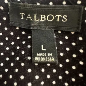 Talbots Womens Polka Dot‎ Lace Printed Knit Blouse Top Black White Size Large thumbnail 5
