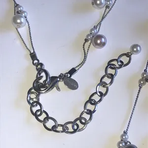 Chico's Silver Tone Faux Pearl Beaded Boho Double Strand Necklace thumbnail 4