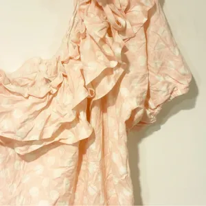 Lisa Marie Fernandez‎ x Target Size XL Pink Polka Dot One Shoulder Ruffle Dress thumbnail 3
