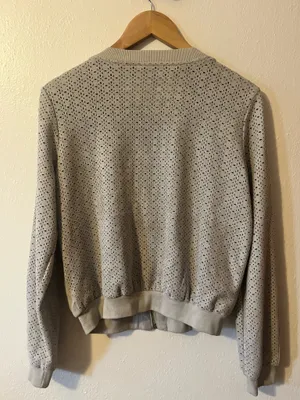 Gray Suede Full Zip Eyelet Jacket Size M thumbnail 4