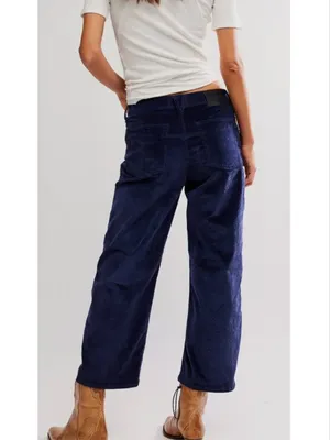 FREE PEOPLE NWT We The Free Deep Trance Dropped Corduroy Jeans / Deep Seas thumbnail 3