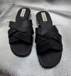 Steve Madden Black Crisscross Slide Sandals with Padded Footbed thumbnail 1