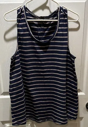 We The Free Navy and Gray Striped Tank Top thumbnail 1