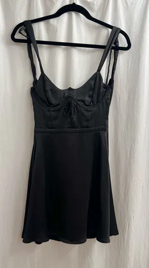 For Love & Lemons Black Mini Slip Dress with Bust Tie thumbnail 1