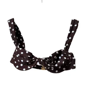 Vacay Swimwear Rhodes Polka Dot Bikini Top Chocolate Brown White Small NWT thumbnail 4