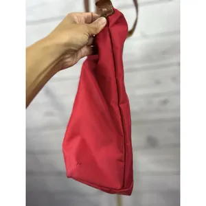 Longchamp Le Pliage Tote Bag Lot of 2 Red Gray Nylon Leather AS IS thumbnail 9
