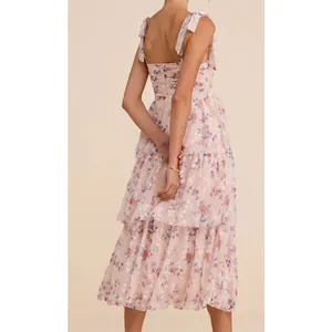 Lulus Flirtatious Radiance Blush Pink Floral Mesh Bustier Midi Dress thumbnail 3
