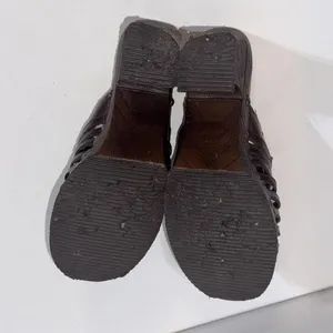Route 66 Y2K 2000s‎ Platform Chunky Brown Faux Leather Strappy Heel Mules Clogs thumbnail 11