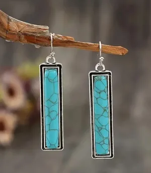 NEW Pair of vintage style BOHO earrings, dangle turquoise earrings, western thumbnail 1