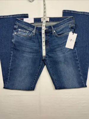 7 For All Mankind The Original Bootcut Low-Rise Women's Dark Blue Jeans thumbnail 8