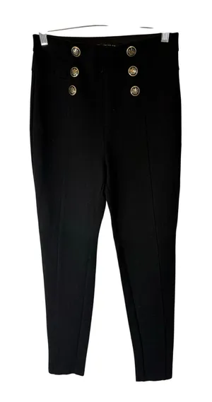 Zara black pants with nautical gold buttons size M thumbnail 1