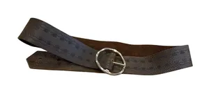Vintage Womens Brown Leather Belt With Silver-Tone Circular Buckle 35" Length SK thumbnail 1
