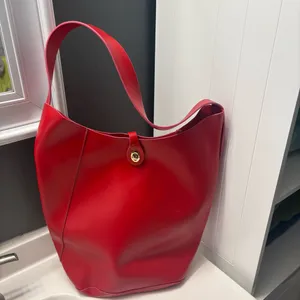 Red Leather Shoulder Tote Bag thumbnail 2
