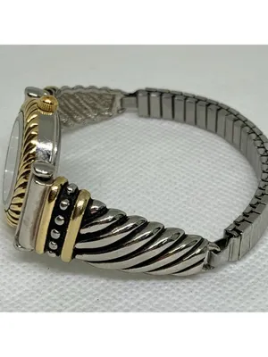 Avon women’s gold silver tone watch quartz analog 25mm stretch band running thumbnail 3