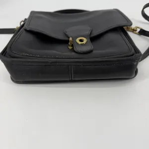 Vintage Coach NYC‎ Black Leather Top Handle Crossbody Turnlock Bag thumbnail 4