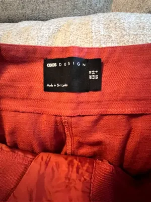 ASOS Design Linen Blend Red/Orange High Rise Shorts thumbnail 3