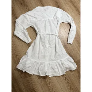 Tommy Hilfiger Womens Size 2‎ White Swiss Dot Long Sleeve Tie Waist Shirt Dress thumbnail 2