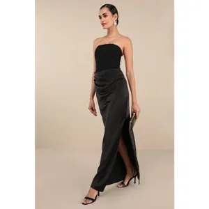 NWT Lulus Mella Black Mixed Media Strapless Maxi Dress Bridesmaid Banquet Sz XS thumbnail 7