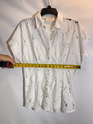 Anthropologie Exquise Adalene White Lace Maternity Button Down Blouse Top Size S thumbnail 5