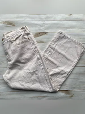 Universal Thread relaxed wide leg 100% cotton putty colored denim jeans 14 32 thumbnail 5