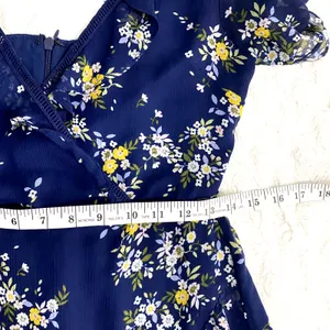 Lulus Spring Sweetheart Navy Blue Floral Flutter Sleeve Mini Dress S thumbnail 9