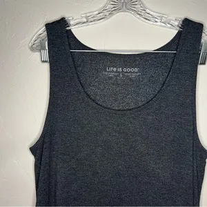 Life is Good Heathered Gray Sleeveless Lotus Maxi T-shirt Dress‎ thumbnail 3