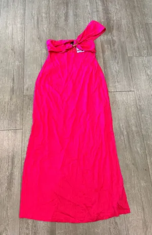 Here Comes the Sun Bright Fuchsia One-Shoulder Maxi Dress with Ring Detail thumbnail 1