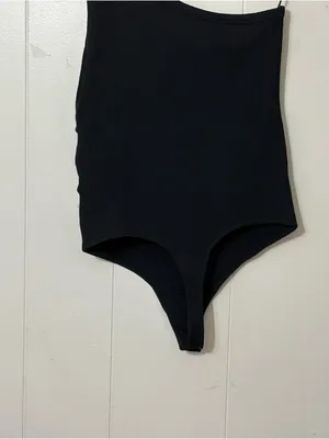 Abercrombie & Fitch One Shoulder Ribbed Bodysuit Black Cutout Sz L Soft Seamless thumbnail 8