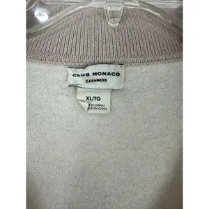 Club Monaco Cashmere Polo Sweater XL‎ Cream V Neck Tennis Prep Old Money Luxury thumbnail 2