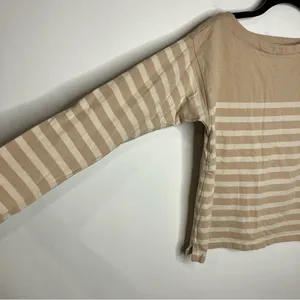 J. Crew tan‎ striped top long sleeve boat neck size XS thumbnail 2