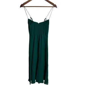 Reformation Juliette Dress in Emerald Green size 0 Sweetheart Tie Strap Mid Slit thumbnail 3