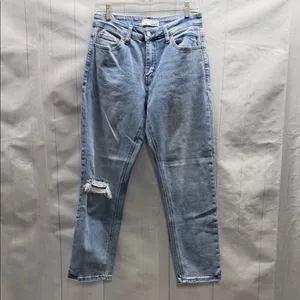 Vervet Blue Denim Distressed Knee High Rise Stretch Boyfriend Jeans Style V2744 thumbnail 3