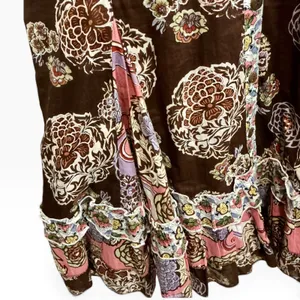 Funky People Vintage Patchwork Floral Sequin‎ Boho Midi Dress Brown Pink M Y2K thumbnail 3