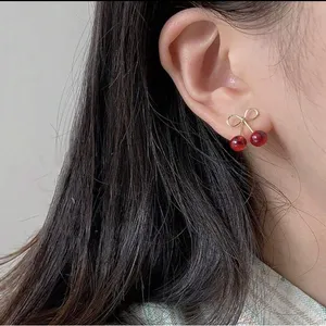 Cherry Red Gold Earrings thumbnail 3