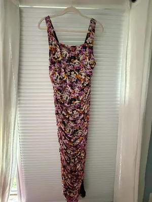 V.I.P. Treatment Black Floral Mesh Ruched Bodycon Midi Dress thumbnail 4