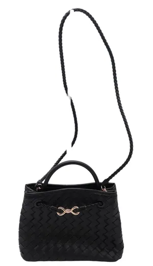 A New Day Black Woven Vegan Leather Crossbody Bag Gold Hardware Braided Strap thumbnail 1