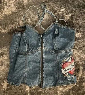 Harley Davidson denim corset top thumbnail 1