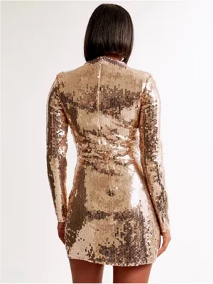 NWT Abercrombie & Fitch Paloma Gold Sequin Bodycon Mini Dress thumbnail 4