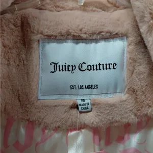 Juicy Couture Women’s Medium Dusty Pink Teddy Trench Faux Fur Coat Y2K Plush thumbnail 6