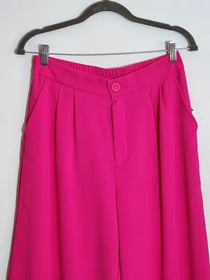 Haute Monde Neon Pink Wide Leg Trouser Pants Size Medium NWT thumbnail 3