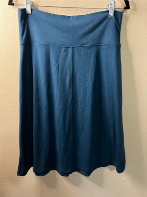 Athleta Anywhere A-Line Teal Fold Over Waist Pull On Travel Vacation Comfy Skirt thumbnail 2
