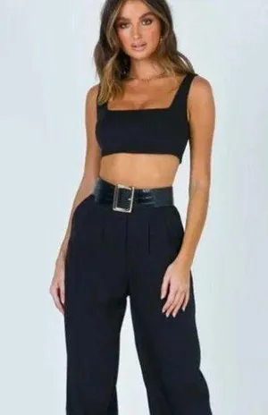 NWT Princess Polly Huxley Black Crop Tank Top Size XS/2 thumbnail 1