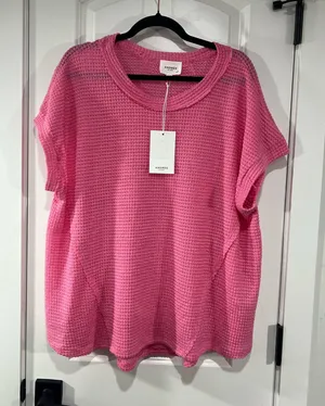 Andree By unit waffle knit top in Pink thumbnail 1